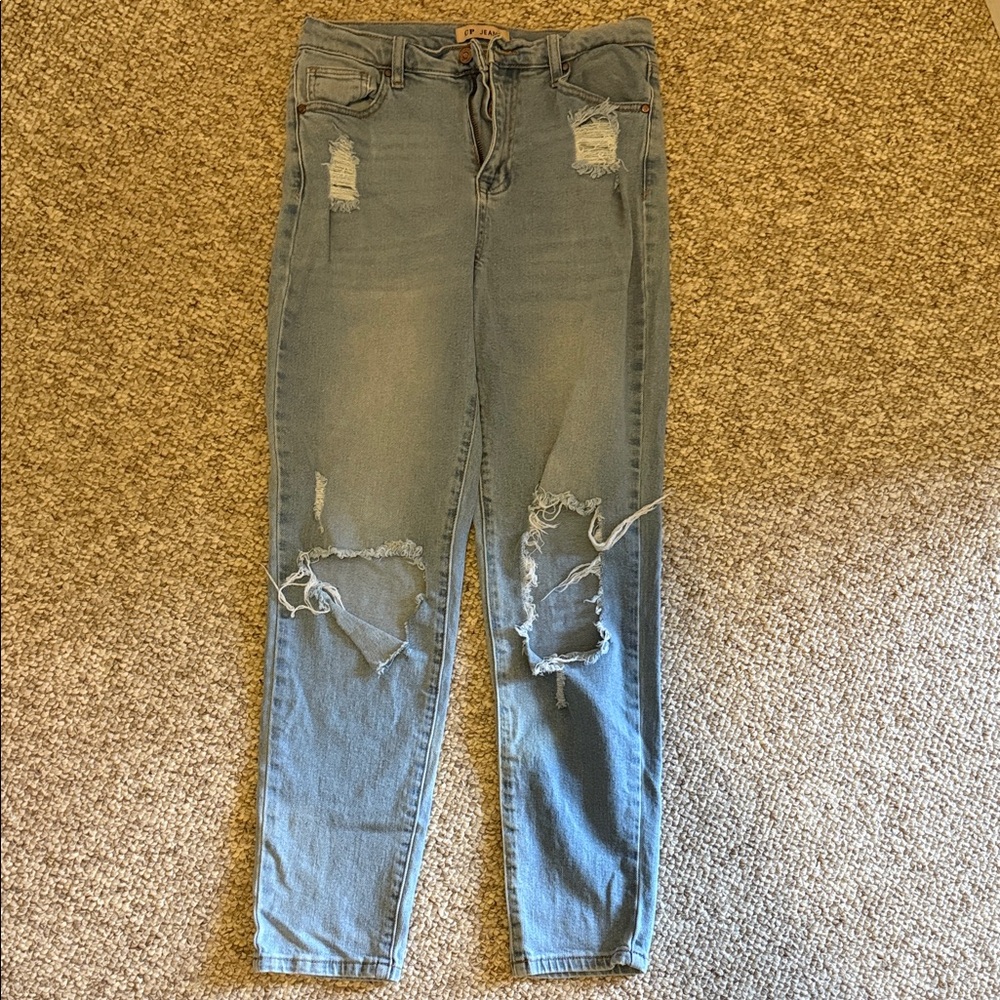 CP Shades Light Blue Distressed Skinny Jeans